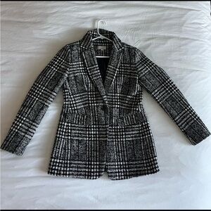 LOFT Black and White Plaid Blazer